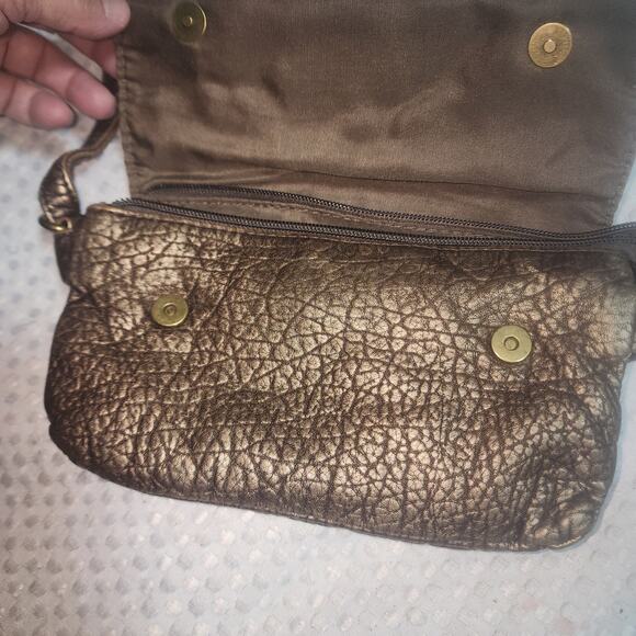 NATURALIZER EUC CROSSBODY ORGANIZER WALLET CROSSBODY BAG. GOLD - Picture 2 of 8